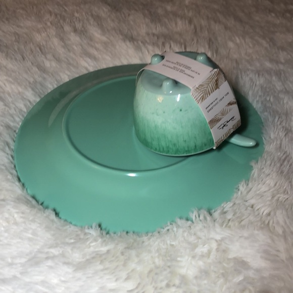 🩵 Panama Jack Bowl with Spoon & The Farmhouse Rachel Ashwell Plate Teal NWT 🩵 - Picture 6 of 6